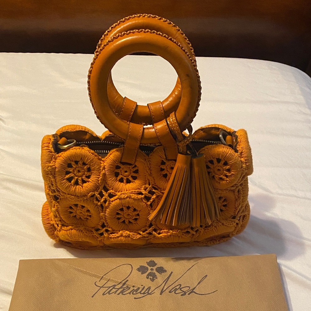 Patricia Nash Orange Crochet Satchel